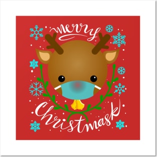 MERRY CHRISTMASK - Reindeer design Posters and Art